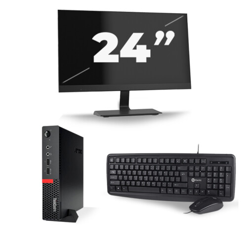 Refurbished Lenovo ThinkCentre M710q USFF - Intel Core i7-6e Generatie - 16GB RAM - 256GB SSD - Windows 11 + 1x 24 inch Monitor Tweedehands