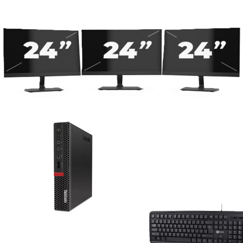 Refurbished Lenovo ThinkCentre M720q USFF - Intel Core i5-8e Generatie - 8GB RAM - 256GB SSD - Windows 11 + 3x 24 inch Monitor Tweedehands