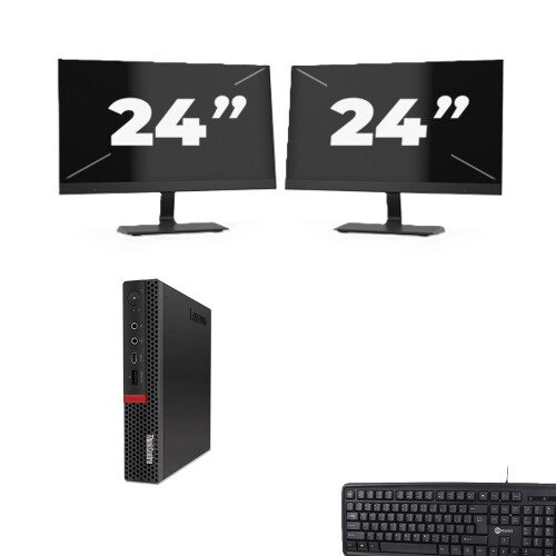 Refurbished Lenovo ThinkCentre M720q USFF - Intel Core i5-8e Generatie - 8GB RAM - 256GB SSD - Windows 11 + 2x 24 inch Monitor Tweedehands