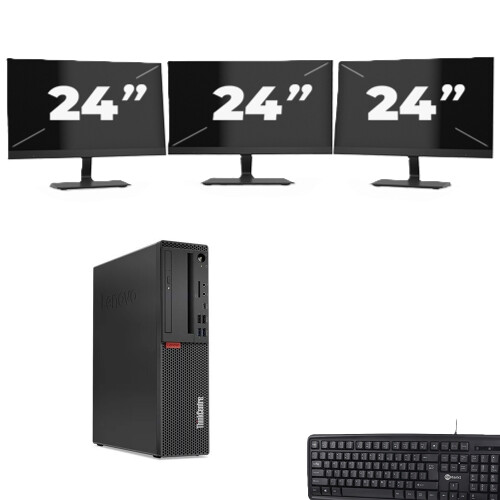 Refurbished Lenovo ThinkCentre M720s SFF - Intel Core i7-8e Generatie - 8GB RAM - 256GB SSD - Windows 11 + 3x 24 inch Monitor Tweedehands