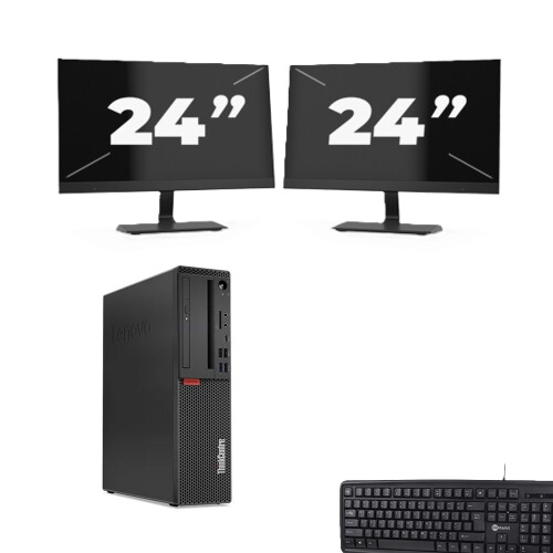 Refurbished Lenovo ThinkCentre M720s SFF - Intel Core i7-9e Generatie - 8GB RAM - 256GB SSD - Windows 11 + 2x 24 inch Monitor Tweedehands