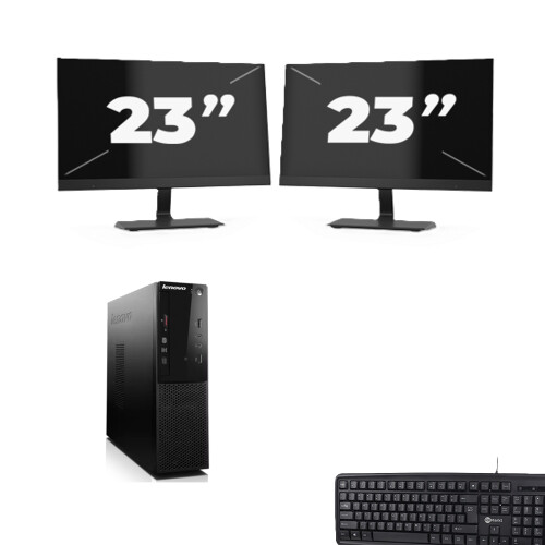 Refurbished Lenovo ThinkCentre S500 SFF - Intel Core i3-4e Generatie - 8GB RAM - 256GB SSD - Windows 10 + 2x 23 inch Monitor Tweedehands