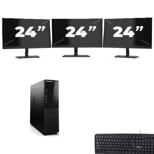 Refurbished Lenovo ThinkCentre S500 SFF - Intel Core i7-4e Generatie - 8GB RAM - 256GB SSD - Windows 10 + 3x 24 inch Monitor Tweedehands