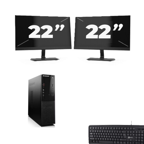 Refurbished Lenovo ThinkCentre S500 SFF - Intel Core i7-4e Generatie - 8GB RAM - 256GB SSD - Windows 10 + 2x 22 inch Monitor Tweedehands