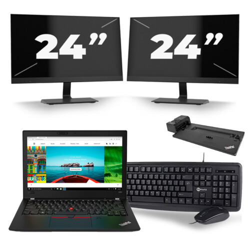 Refurbished Lenovo Thinkpad A285 - AMD Ryzen 5 2500U - 12 inch - 8GB RAM - 256GB SSD - Windows 10 + 2x 24 inch Monitor Tweedehands