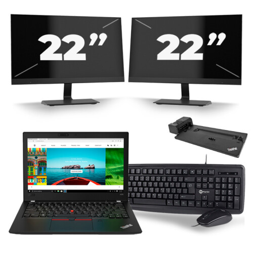 Refurbished Lenovo Thinkpad A285 - AMD Ryzen 5 2500U - 12 inch - 8GB RAM - 256GB SSD - Windows 10 + 2x 22 inch Monitor Tweedehands