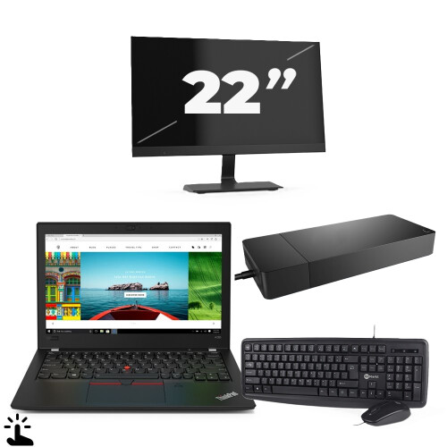 Refurbished Lenovo ThinkPad A285 - AMD Ryzen 5 2500U - 12 inch - Touch - 8GB RAM - 256GB SSD - Windows 11 Home + 1x 22 inch Monitor Tweedehands