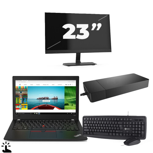 Refurbished Lenovo ThinkPad A285 - AMD Ryzen 5 2500U - 12 inch - Touch - 8GB RAM - 256GB SSD - Windows 11 Home + 1x 23 inch Monitor Tweedehands