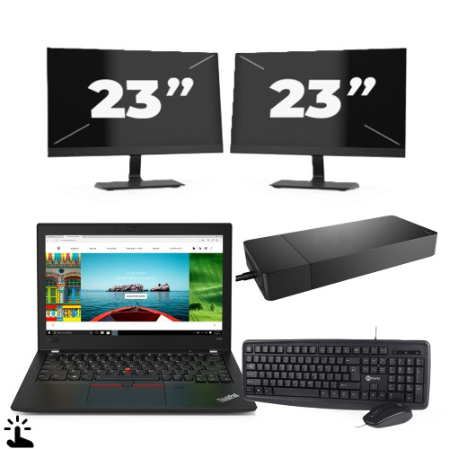 Refurbished Lenovo ThinkPad A285 - AMD Ryzen 5 2500U - 12 inch - Touch - 8GB RAM - 256GB SSD - Windows 11 Home + 2x 23 inch Monitor Tweedehands