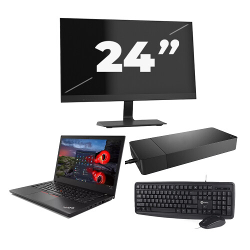 Refurbished Lenovo ThinkPad A485 - AMD Ryzen 5 2500U - 14 inch - 8GB RAM - 256GB SSD - Windows 11 Home + 1x 24 inch Monitor Tweedehands