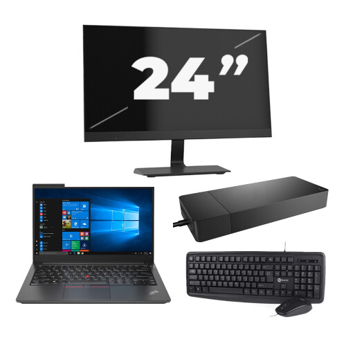 Refurbished Lenovo Thinkpad E14 G2 - Intel Core i3-11e Generatie - 14 inch - 8GB RAM - 256GB SSD - Windows 11 Home + 1x 24 inch Monitor Tweedehands
