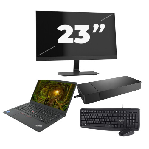 Refurbished Lenovo ThinkPad E14 Gen 2 - Intel Core i3-11e Generatie - 14 inch - 8GB RAM - 256GB SSD - Windows 11 Home + 1x 23 inch Monitor Tweedehands