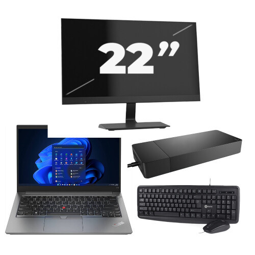 Refurbished Lenovo ThinkPad E14 Gen 4 - Intel Core i3-12e Generatie - 14 inch - 16GB RAM - 256GB SSD - Windows 11 Home + 1x 22 inch Monitor Tweedehands