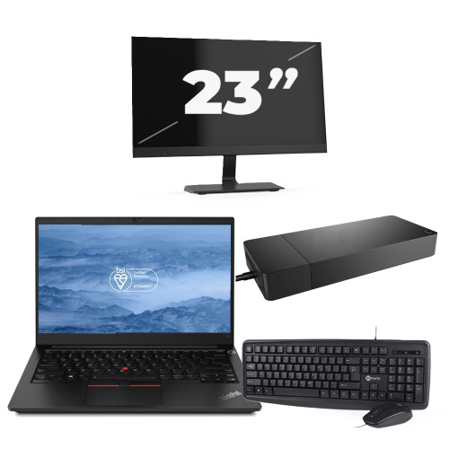Refurbished Lenovo ThinkPad E14 - Intel Core i7-10e Generatie - 14 inch - 16GB RAM - 256GB SSD - Windows 11 + 1x 23 inch Monitor Tweedehands