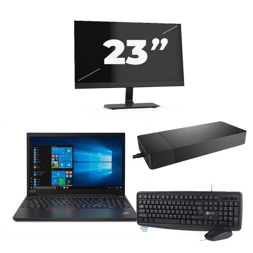 Refurbished Lenovo ThinkPad E15 - Intel Core i3-10e Generatie - 15 inch - 8GB RAM - 256GB SSD - Windows 11 + 1x 23 inch Monitor Tweedehands