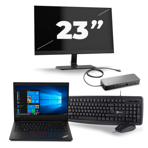 Refurbished Lenovo ThinkPad E495 - AMD Ryzen 5 3500U - 14 inch - 8GB RAM - 256GB SSD - Windows 10 + 1x 23 inch Monitor Tweedehands