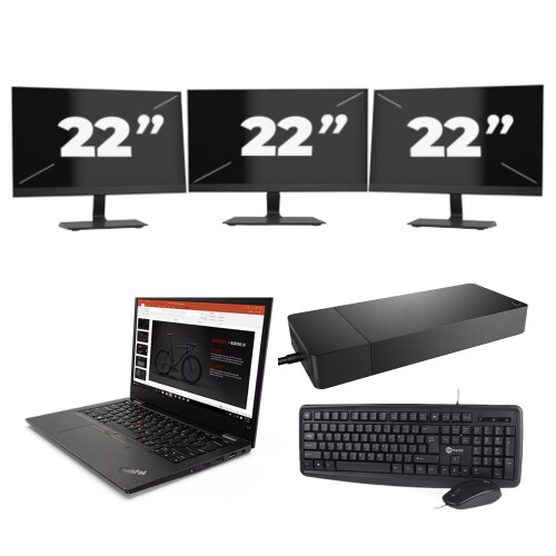 Refurbished Lenovo ThinkPad L13 G2 - Intel Core i3-11e Generatie - 13 inch - 8GB RAM - 256GB SSD - Windows 11 Home + 3x 22 inch Monitor Tweedehands