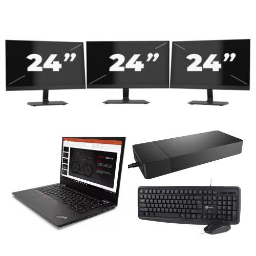 Refurbished Lenovo ThinkPad L13 G2 - Intel Core i3-11e Generatie - 13 inch - 8GB RAM - 256GB SSD - Windows 11 Home + 3x 24 inch Monitor Tweedehands