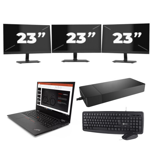 Refurbished Lenovo ThinkPad L13 G2 - Intel Core i3-11e Generatie - 13 inch - 8GB RAM - 256GB SSD - Windows 11 Home + 3x 23 inch Monitor Tweedehands