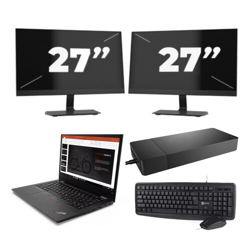 Refurbished Lenovo ThinkPad L13 G2 - Intel Core i3-11e Generatie - 13 inch - 8GB RAM - 512GB SSD - Windows 11 Home + 2x 27 inch Monitor Tweedehands