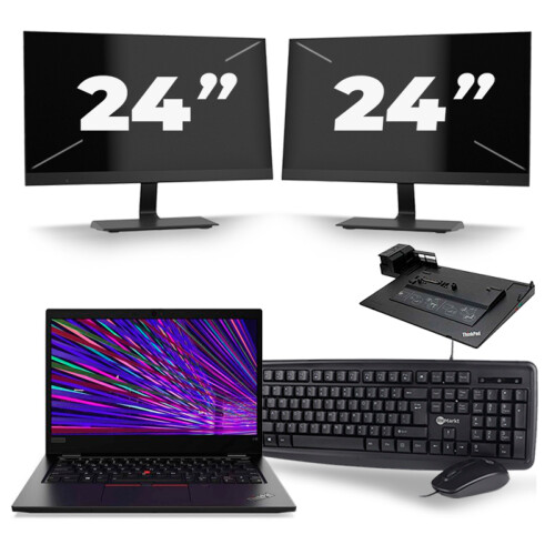 Refurbished Lenovo ThinkPad L13 - Intel Core i3-10e Generatie - 13 inch - 8GB RAM - 256GB SSD - Windows 11 Home + 2x 24 inch Monitor Tweedehands