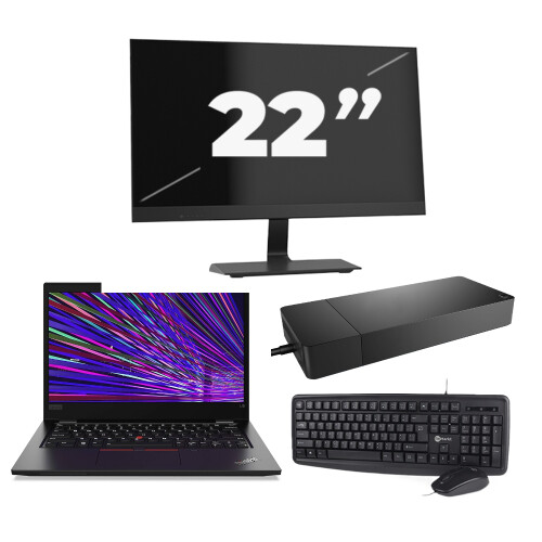Refurbished Lenovo ThinkPad L13 - Intel Core i3-10e Generatie - 13 inch - 8GB RAM - 256GB SSD - Windows 11 Home + 1x 22 inch Monitor Tweedehands