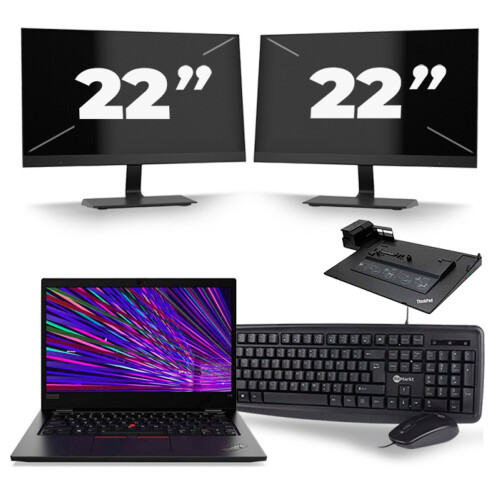 Refurbished Lenovo ThinkPad L13 - Intel Core i3-10e Generatie - 13 inch - 8GB RAM - 256GB SSD - Windows 11 Home + 2x 22 inch Monitor Tweedehands