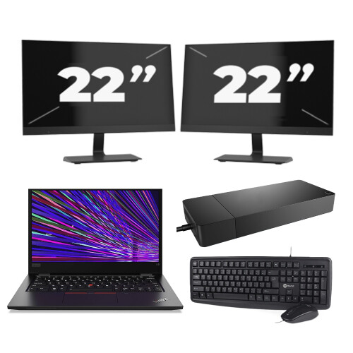 Refurbished Lenovo ThinkPad L13 - Intel Core i3-10e Generatie - 13 inch - 8GB RAM - 256GB SSD - Windows 11 Home + 2x 22 inch Monitor Tweedehands