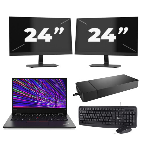 Refurbished Lenovo ThinkPad L13 - Intel Core i3-10e Generatie - 13 inch - 8GB RAM - 256GB SSD - Windows 11 Home + 2x 24 inch Monitor Tweedehands
