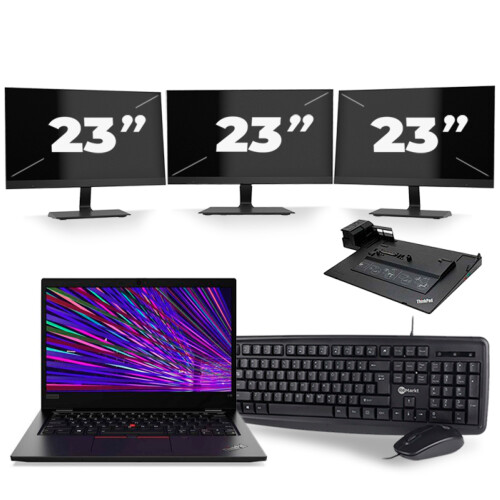 Refurbished Lenovo ThinkPad L13 - Intel Core i7-10e Generatie - 13 inch - 16GB RAM - 256GB SSD - Windows 11 Home + 3x 23 inch Monitor Tweedehands