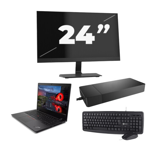 Refurbished Lenovo ThinkPad L14 Gen 1 - Intel Core i5-10e Generatie - 14 inch - 8GB RAM - 256GB SSD - Windows 11 Home + 1x 24 inch Monitor Tweedehands