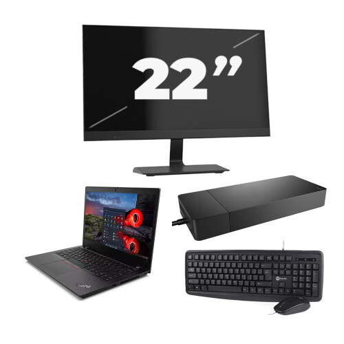 Refurbished Lenovo ThinkPad L14 Gen 1 - Intel Core i5-10e Generatie - 14 inch - 8GB RAM - 256GB SSD - Windows 11 Home + 1x 22 inch Monitor Tweedehands