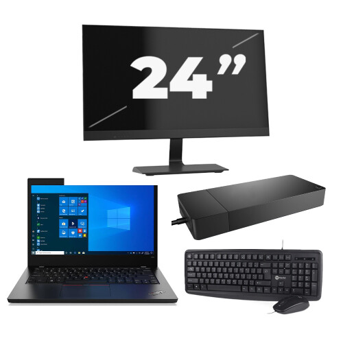 Refurbished Lenovo ThinkPad L14 Gen 2 - Intel Core i3-11e Generatie - 14 inch - 16GB RAM - 512GB SSD - Windows 11 Home + 1x 24 inch Monitor Tweedehands
