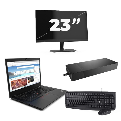 Refurbished Lenovo ThinkPad L14 Gen 2 - Intel Core i3-11e Generatie - 14 inch - 16GB RAM - 256GB SSD - Windows 11 Home + 1x 23 inch Monitor Tweedehands