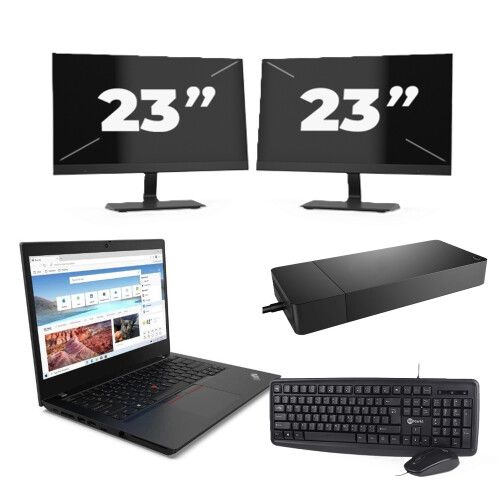 Refurbished Lenovo ThinkPad L14 Gen 2 - Intel Core i5-11e Generatie - 14 inch - 8GB RAM - 256GB SSD - Windows 11 Home + 2x 23 inch Monitor Tweedehands