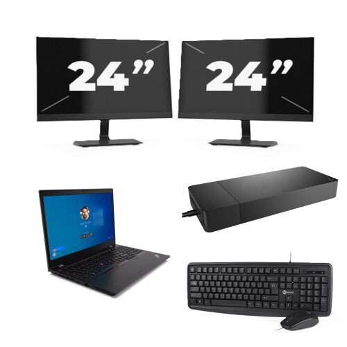Refurbished Lenovo ThinkPad L15 G2 - Intel Core i5-11e Generatie - 15 inch - 8GB RAM - 256GB SSD - Windows 11 Home + 2x 24 inch Monitor Tweedehands