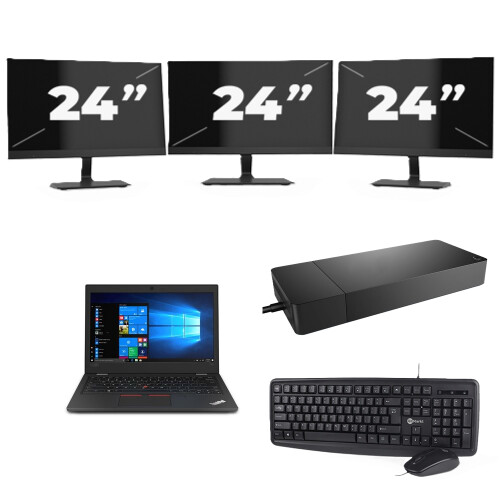 Refurbished Lenovo ThinkPad L390 - Intel Core i3-8e Generatie - 13 inch - 8GB RAM - 256GB SSD - Windows 11 + 3x 24 inch Monitor Tweedehands