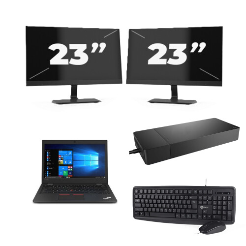 Refurbished Lenovo ThinkPad L390 - Intel Core i3-8e Generatie - 13 inch - 8GB RAM - 256GB SSD - Windows 11 + 2x 23 inch Monitor Tweedehands