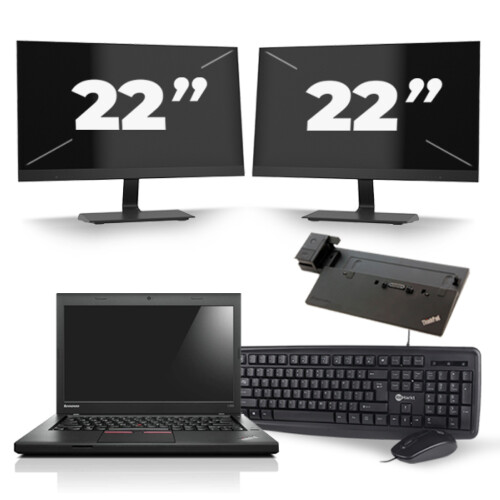 Refurbished Lenovo ThinkPad L450 - Intel Core i5-5e Generatie - 14 inch - 8GB RAM - 256GB SSD - Windows 11 + 2x 22 inch Monitor Tweedehands