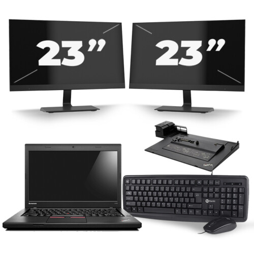 Refurbished Lenovo ThinkPad L460 - Intel Core i5-6e Generatie - 14 inch - 8GB RAM - 256GB SSD - Windows 11 + 2x 23 inch Monitor Tweedehands