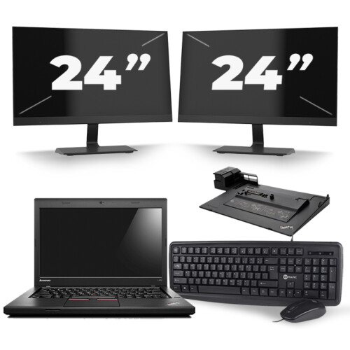 Refurbished Lenovo ThinkPad L460 - Intel Core i5-6e Generatie - 14 inch - 8GB RAM - 256GB SSD - Windows 11 + 2x 24 inch Monitor Tweedehands