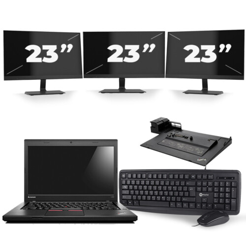 Refurbished Lenovo ThinkPad L460 - Intel Core i5-6e Generatie - 14 inch - 8GB RAM - 256GB SSD - Windows 11 + 3x 23 inch Monitor Tweedehands