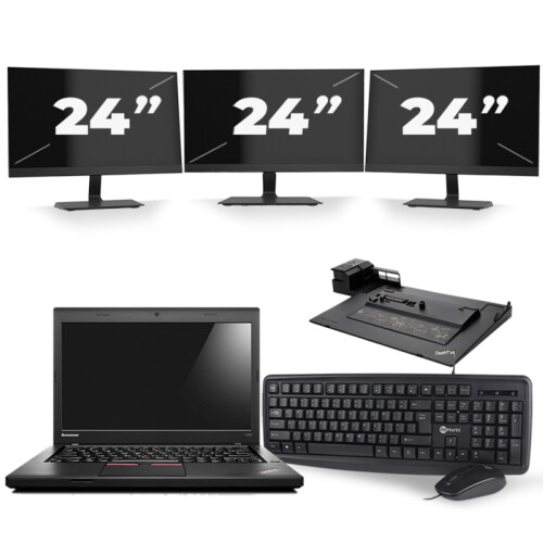 Refurbished Lenovo ThinkPad L460 - Intel Core i5-6e Generatie - 14 inch - 8GB RAM - 256GB SSD - Windows 11 + 3x 24 inch Monitor Tweedehands