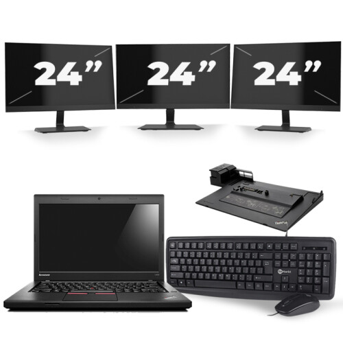 Refurbished Lenovo ThinkPad L460 - Intel Core i5-6e Generatie - 14 inch - 8GB RAM - 256GB SSD - Windows 11 + 3x 24 inch Monitor Tweedehands