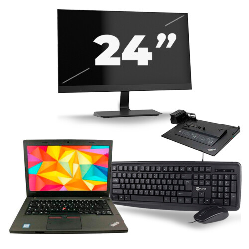 Refurbished Lenovo ThinkPad L470 - Intel Core i5-7e Generatie - 14 inch - 8GB RAM - 256GB SSD - Windows 11 + 1x 24 inch Monitor Tweedehands