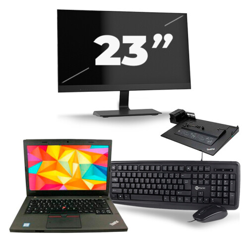 Refurbished Lenovo ThinkPad L470 - Intel Core i5-7e Generatie - 14 inch - 8GB RAM - 256GB SSD - Windows 11 + 1x 23 inch Monitor Tweedehands