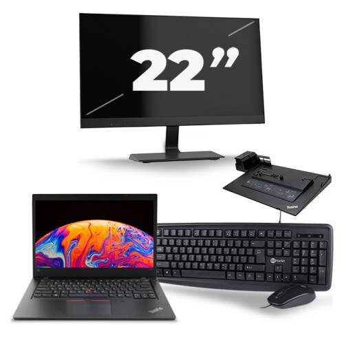 Refurbished Lenovo ThinkPad L480 - Intel Core i5-8e Generatie - 14 inch - 16GB RAM - 256GB SSD - Windows 11 + 1x 22 inch Monitor Tweedehands