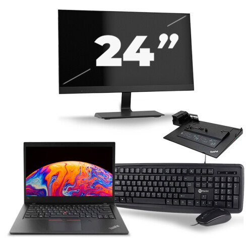 Refurbished Lenovo ThinkPad L480 - Intel Core i5-8e Generatie - 14 inch - 16GB RAM - 256GB SSD - Windows 11 + 1x 24 inch Monitor Tweedehands