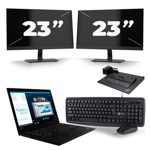 Refurbished Lenovo ThinkPad L490 - Intel Core i5-8e Generatie - 14 inch - 8GB RAM - 256GB SSD - Windows 11 + 2x 23 inch Monitor Tweedehands