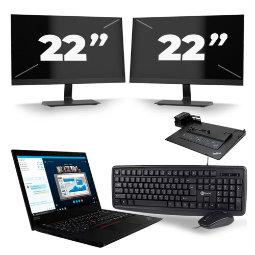 Refurbished Lenovo ThinkPad L490 - Intel Core i5-8e Generatie - 14 inch - 8GB RAM - 256GB SSD - Windows 11 + 2x 22 inch Monitor Tweedehands